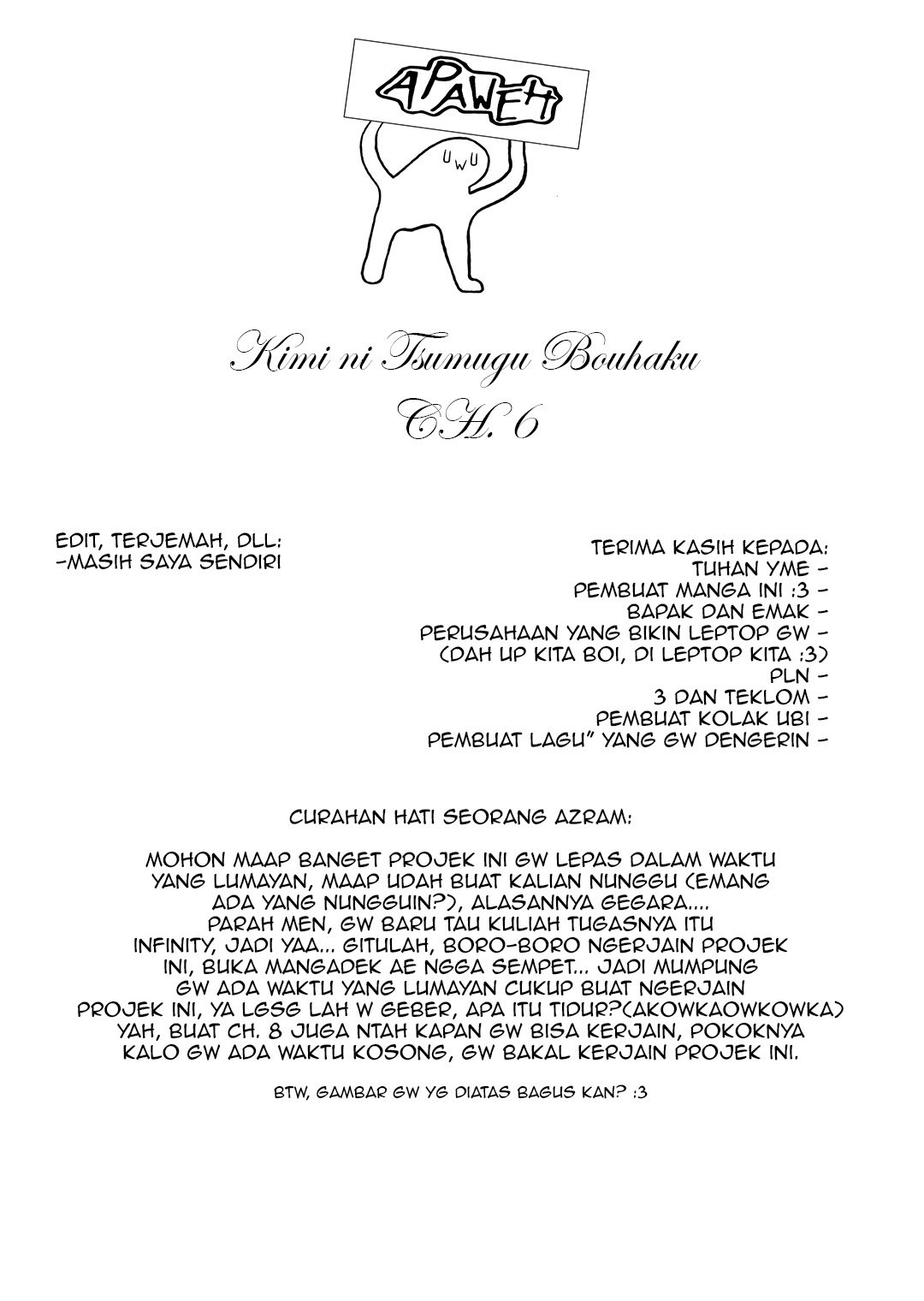 Kimi ni Tsumugu Bouhaku Chapter 06 Bahasa Indonesia